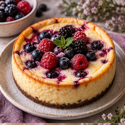 Cheesecake leve com frutas vermelhas
